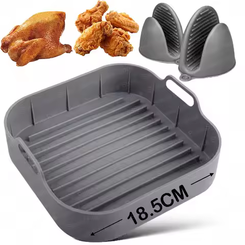 18.5CM Square Foldable Silicone Air Fryer Baking Mould Reusable Air Fryer Accessories For Air Fryer 