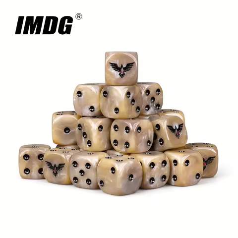 10pcs/Pack 16mm D6 Dice Blood Crow Legion Crow Blood Drop Pattern 40K Khaki Color Acrylic Dice