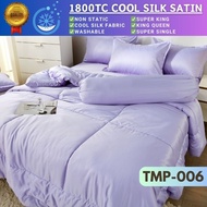 G9 1800Tc Silk Bedsheet 4in1 / NO INCLUDED COMFORTER / Cadar Plain Lembut & Sejuk Fitted Bedsheet