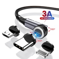 3 in 1 Magnetic Cable 540 Degree 3A Micro USB Type-C Fast Charging Cable for Xiaomi Samsung Charging
