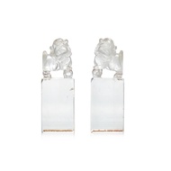 A pair of rock crystal 'Buddhist lion' seals, Qing dynasty, Daoguang - Guangxu period | 清道光至光緒　水晶雕佛獅