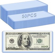 50 Pack Dollar Bill Sleeves - 6.8" x 2.9" Clear Currency Sleeves, Hard Plastic Waterproof Money Hold