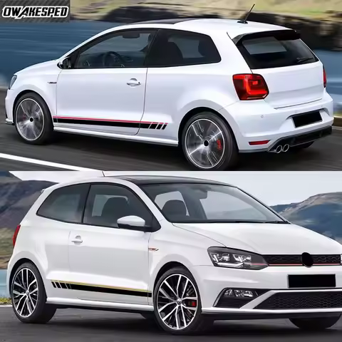 2PCS Car Side Stickers Auto Modification PVC Racing Style Decals For VW Volkswagen Polo 6R 6C 9N2 9J