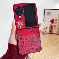 Couple Bumper Casing for OPPO Find N3 N2 Flip Trendy Design Lucky Girl Red N3Flip N2Flip Premium Pho