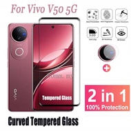 Curved Tempered Glass for Vivo V50 5G V40 V30 Pro Lite V40e V30e 5G Glass Film Screen Protector & Ca