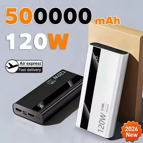 120W 500000mAh Power Bank High Capacity Super Fast Charging Power Bank Portable Battery Charger For 