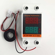 AC Voltage Ammeter AC20-500VAC0-99.9A with Mutual Sensor Rail Type Installation Voltage Ammeter