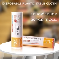 160*160cm Disposable Plastic Table Cloth Waterproof Party Table Cover Kain Meja Plastik 20PCS/Roll