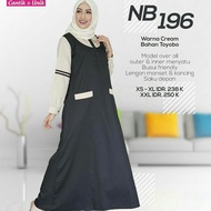 Gamis Nibras NB 196 Warna Cream Polos Bahan Toyobo Model Overall Busui