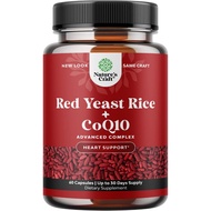 Natures Craft Red Yeast Rice with CoQ10 Supplement 60 Capsules - Extra Strength 1200 mg with CoQ10 1