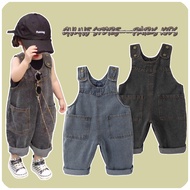 Boy's Girl’s jeans, kids overalls pants small and medium-sized children's trendy fan pocket label je