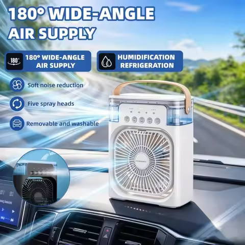 3 In 1 Portable Mini Air Cooler Fan Household Air Conditioner with LED Night Light & Humidifier for 
