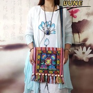 IJUNE Women Shoulder Bag, Tassels Hmong Tribal Ethnic Message Bag,  Embroidery Tapestry Vintage Fash