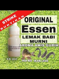 Essen lemak babi bisa gunakan untuk semua jenis ikan ukuran 15 ml CARA PAKAI UNTUK UMPAN : 

Aduk um
