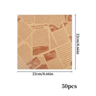 (Roy) 50/100Pcs Food Paper Sheets Deli Wax Paper Sheets for Hamburger Fries Food Basket Liners Old N