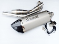 ชุดท่อ New R15 ปี 2017-2021MT15XSR155+อาคาโพวิค18 นิ้วใบอ้วนสีเงินปากเคฟล่า