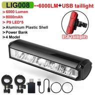 NEWBOLER Bicycle Light Front 6000Lumen Bike Light 8000mAh Waterproof Flashlight USB Charging MTB Roa