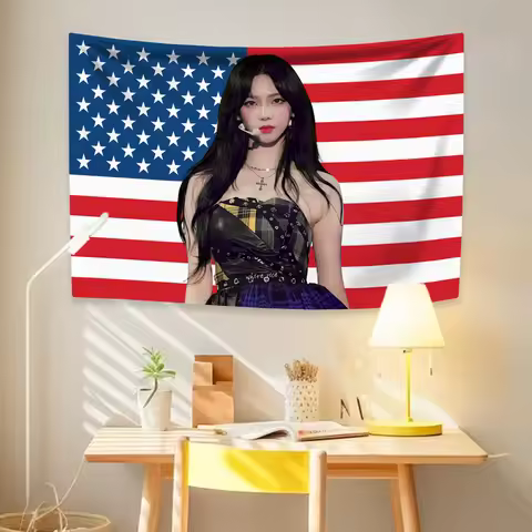 Kpop Idol Karina Tapestry, aespa Girl Group Wall Hanging, Bedroom Living Room Backdrop Cloth, Concer