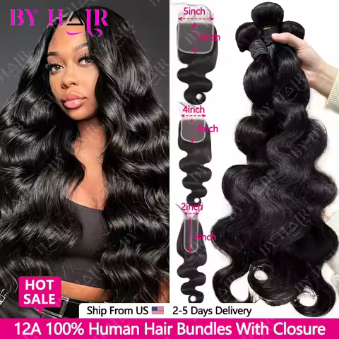 12A Body Wave Bundles With 2X6 Lace Closure Brazilian Hair Bundles With 2X6 4x4 5x5 Closure Body Wav