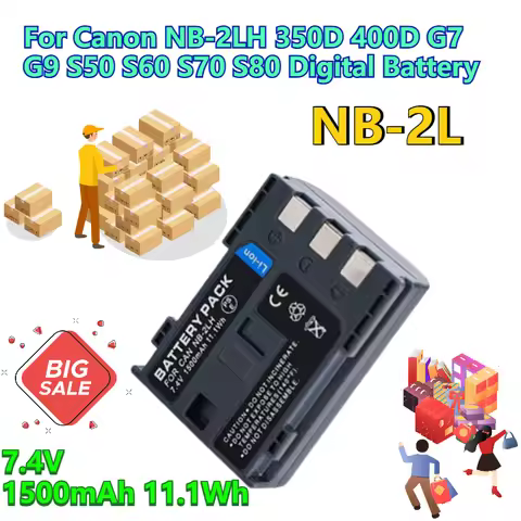 7.4V 1500mAh 11.1Wh NB-2L for Canon NB-2LH 350D 400D G7 G9 S50 S60 S70 S80 Digital Battery