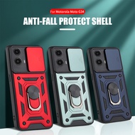 Car Magnetic Ring Stand Shockproof Protective Shell For Push Pull Camera Protect Case Motorola Moto G34 motorolaG34 MotoG34 G 34