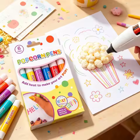 6 Pcs / Set New Exotic Popcorn Pen Multifunctional Foam Marker Pen Notebook Children's Magic Pen Fun