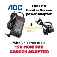 Replacement AOC 19V LCD LED Monitor Power Adapter with power cord 19V1.31A i2281FWH E2280SWN 24B2XH 