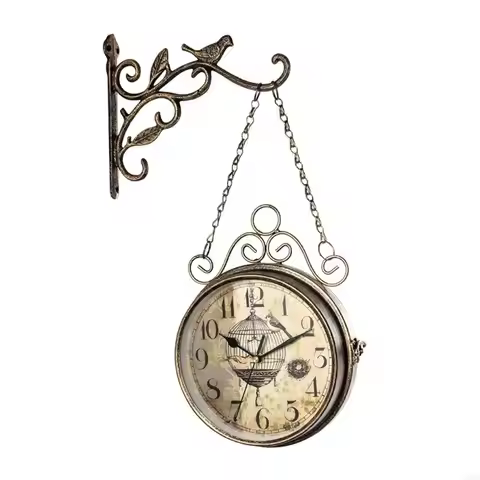 M7BC Vintage Double Side Silent Wall Clock Festival Home Dining Room Decoration