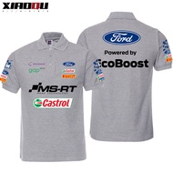 เสื้อยืดคอโปโลผ้าฝ้ายแท้ Ford GT Car Racing เสื้อเชิ้ตแขนสั้นสำหรับผู้ชาย ฤดูร้อน 2023 ทรงหลวม ไม่ต้