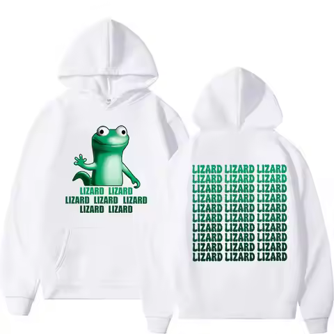 Interesting lizard meme pattern letter print men's hoodie retro fashion hoodie autumn and winter hoo