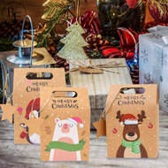 12/24Pcs Merry Christmas Candy Gift Box with Tag Kraft Paper Cookies Gift Packing Bags Party Home Decoration New Year 2024