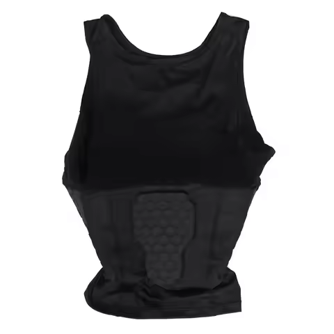 1B-Men's Rib Protector Padded Vest Compression Shirt Training Vest With 3-Pad For Football Soccer Ba