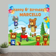 Super Bear Adventure Birthday Backdrop Birthday Wall Decoration/ Flexi Banner/ Arch Backdrop Stand
