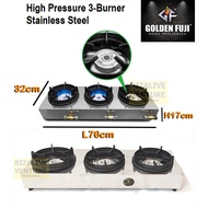 Golden Fuji (3M) 3 Burner Gas Stove Cooker | High Pressure Commercial Heavy Duty Stove | Dapur Gas Tiga Tungku