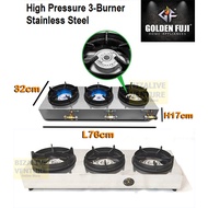 Golden Fuji (3M) 3 Burner Gas Stove Cooker | High Pressure Commercial Heavy Duty Stove | Dapur Gas T