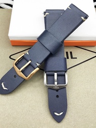 In Stock Fossil Leather Watch Strap Dark Blue 22mm Neutral First Layer Cowhide Pin Buckle Men Watch 