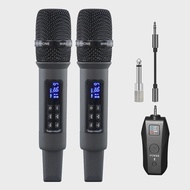 2 Channel Wireless Microphone UHF Dual Handheld Dynamic Karaoke Mic System 30m for Stage Church Party School PA Speaker Meeting