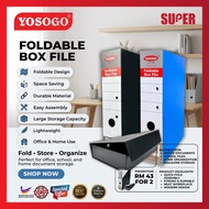 [super stationery] Yosogo A4 Paper Box File F4 Foldable Box File Binder Folder Portable  Document fi