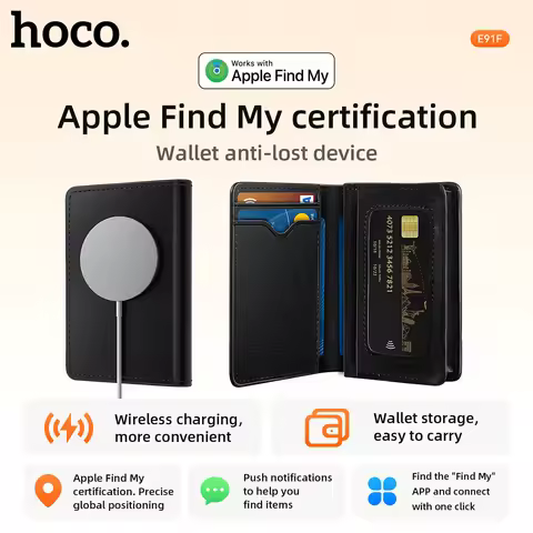 HOCO E91F Smart Anti-lost Card Holder With Wireless Charging Wallet Tracker Use with Apple Find My A