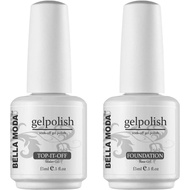 BELLA MODA 15ml Base and Top Coat Gel Nail Polish No Wipe Top and Base Coat Set Soak Off Lacquer Gel