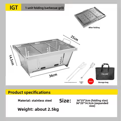 Camping grill stainless steel folding outdoor grill Korean charcoal grill household igt grill charco