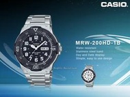 CASIO 國隆 卡西歐 手錶專賣店 MRW-200HD-1B 指針男錶 三折式不鏽鋼錶帶 MRW-200HD