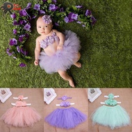 RL 【HW】3pcs Baby Girl Toddler Flower Clothes+Hairband+Tutu Skirt Photo Prop
