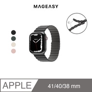 MAGEASY Apple Watch Skin磁吸矽膠防水錶帶8/7/6/5/4/3/SE/Ultra/ 黑色/ 38-41mm