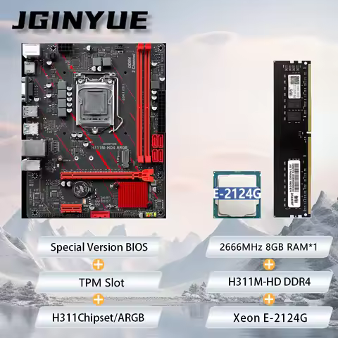 JGINYUE H311M-HD Motherboard 8th Xeon E-2124G 8GB 2666MHz CL19 kit With iGPU DDR4 ARGB basic version