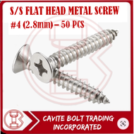 STAINLESS FLAT HEAD METAL SCREW #4 (2.8mm) 50PCS