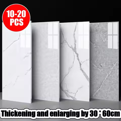 10-20pcs 30x60cm Self-Adhesive Marble PVC Floor Tiles Waterproof Peel Stick Wall Sticker Kitchen Bat