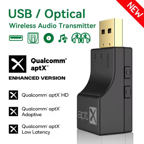 APTX USB Optical Fiber Bluetooth Audio Transmitter aptX-Adaptive/HD/LL Multi-point HIFI Wireless Ada