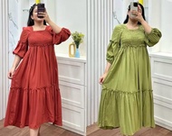 long dress smoke korean lily long bahan rayon janger twill daster nyaman bumil terbaru viral 2024