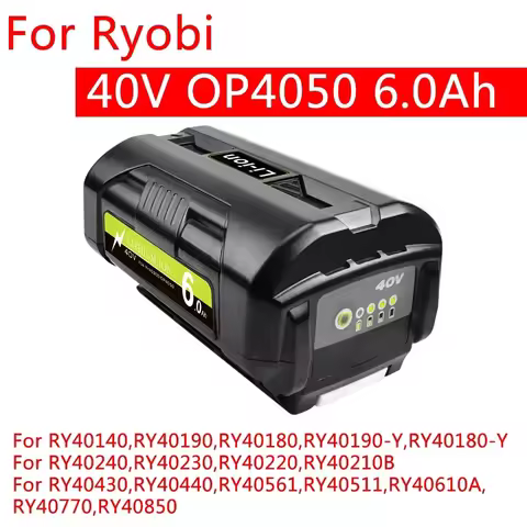 For Ryobi 6.0Ah 40V Li-Ion Rechargeable Battery For Ryobi RY40502 RY40200 40V Cordless Power Tools B